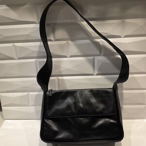 Vintage Black Leather Shoulder Bag 111 STATE ‎ Rectangular Purse Classic